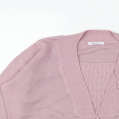 Damart Womens Purple Square Neck Floral Acrylic Pullover Jumper Size 10