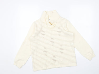 Meco Womens White V-Neck Argyle/Diamond Acrylic Pullover Jumper Size 12