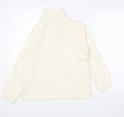 Meco Womens White V-Neck Argyle/Diamond Acrylic Pullover Jumper Size 12