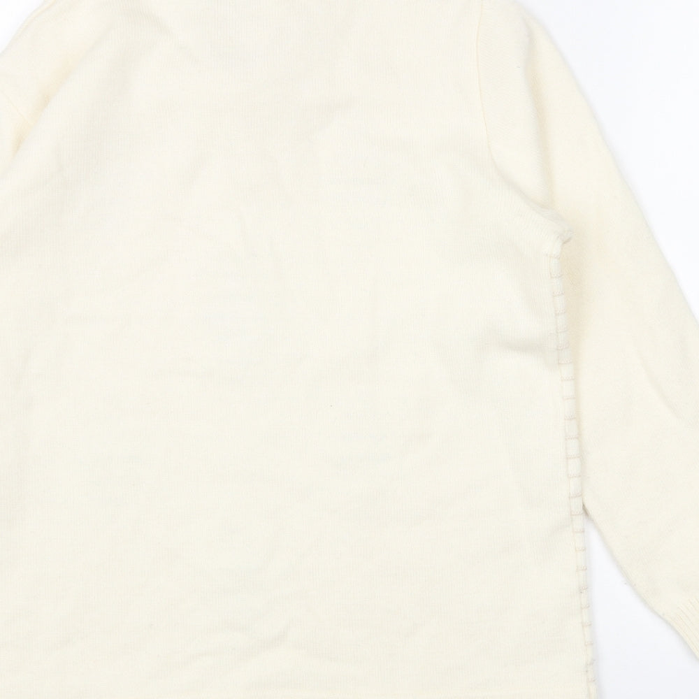 Meco Womens White V-Neck Argyle/Diamond Acrylic Pullover Jumper Size 12