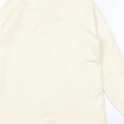 Meco Womens White V-Neck Argyle/Diamond Acrylic Pullover Jumper Size 12