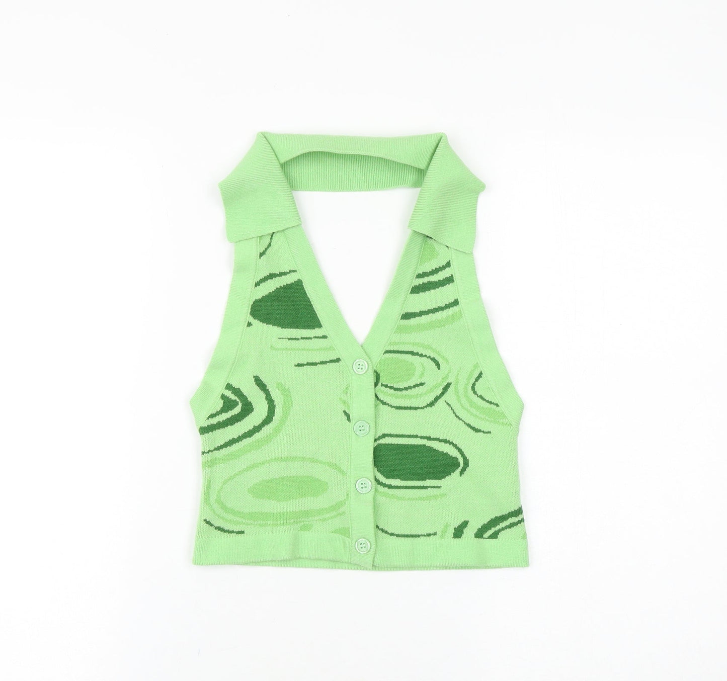 Womens UK Size M Preworn Green Basic Button-Up