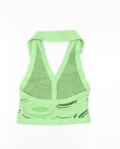 Womens UK Size M Preworn Green Basic Button-Up