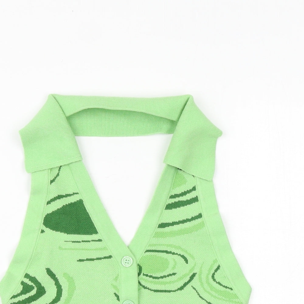 Womens UK Size M Preworn Green Basic Button-Up