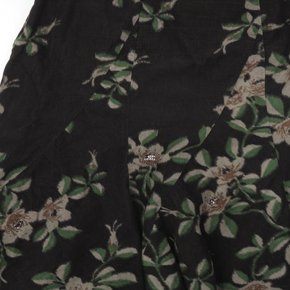 Monsoon Womens Brown Floral Polyester Swing Skirt Size 14 Zip