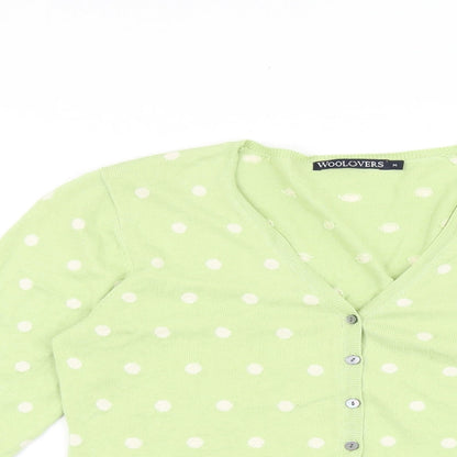 Woollovers Womens Green V-Neck Polka Dot Cotton Cardigan Jumper Size M