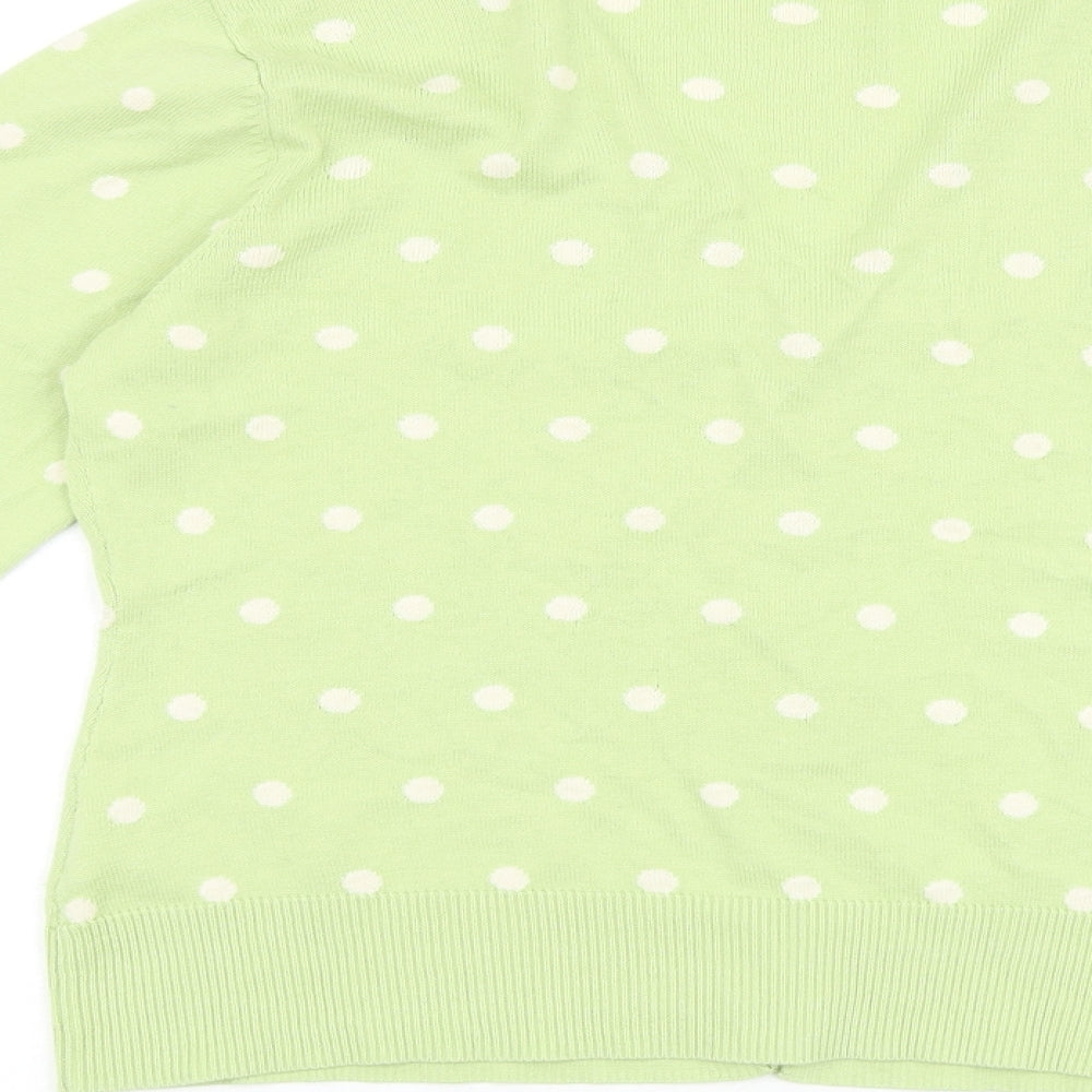 Woollovers Womens Green V-Neck Polka Dot Cotton Cardigan Jumper Size M
