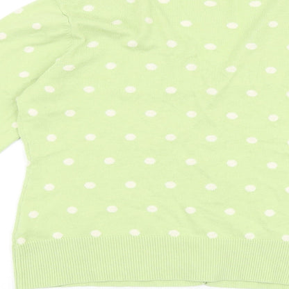 Woollovers Womens Green V-Neck Polka Dot Cotton Cardigan Jumper Size M