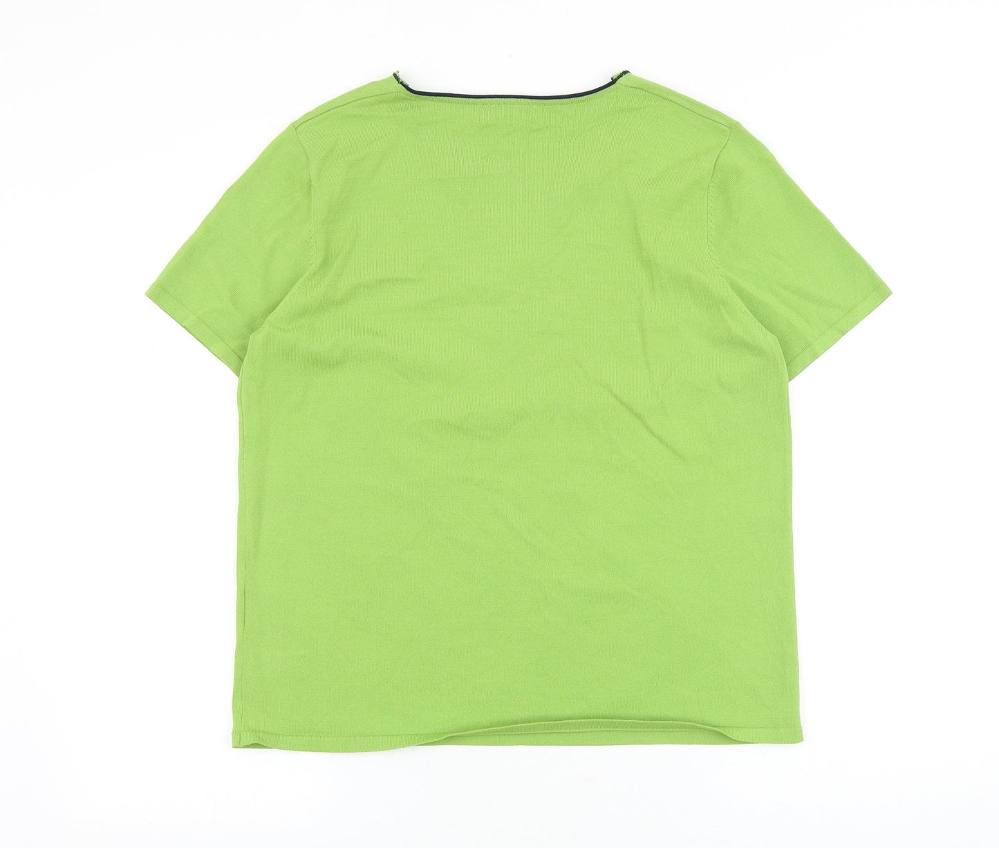 Al Paradise Womens Green Viscose Basic T-Shirt Size M V-Neck