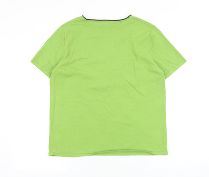 Al Paradise Womens Green Viscose Basic T-Shirt Size M V-Neck