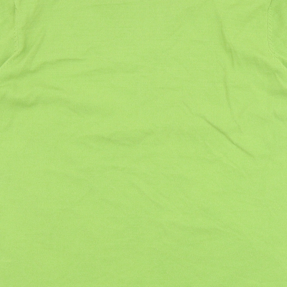 Al Paradise Womens Green Viscose Basic T-Shirt Size M V-Neck
