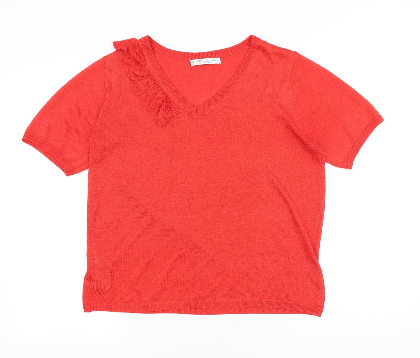 Womens UK Size XS Mango Red Basic Blouse