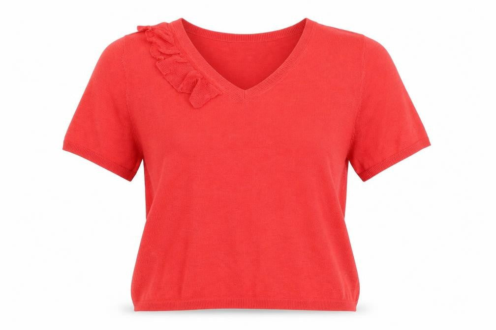 Womens UK Size XS Mango Red Basic Blouse