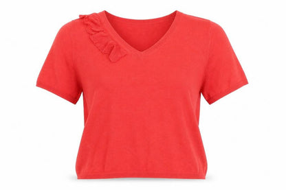 Womens UK Size XS Mango Red Basic Blouse