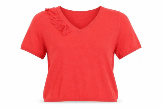 Womens UK Size XS Mango Red Basic Blouse