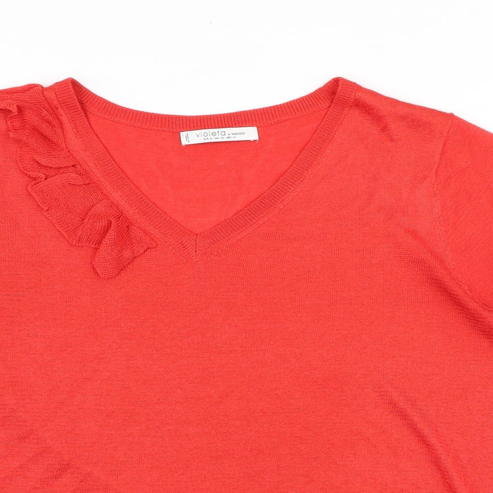 Womens UK Size XS Mango Red Basic Blouse