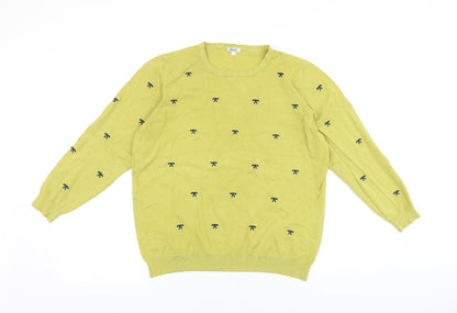Womens UK Size L Text Green Pullover Jumper