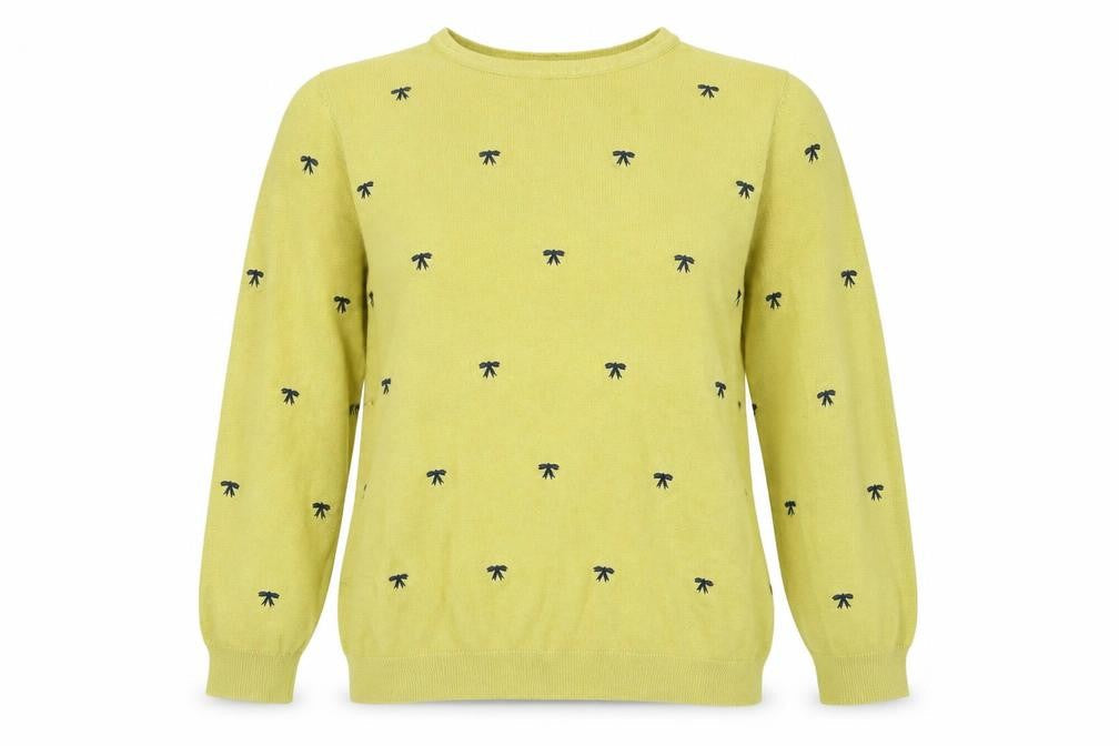 Womens UK Size L Text Green Pullover Jumper
