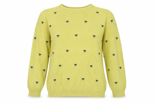 Womens UK Size L Text Green Pullover Jumper