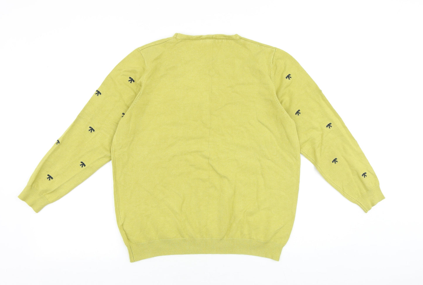Womens UK Size L Text Green Pullover Jumper