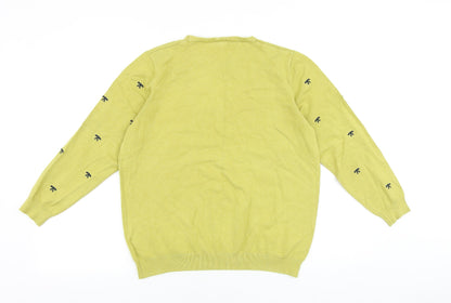Womens UK Size L Text Green Pullover Jumper