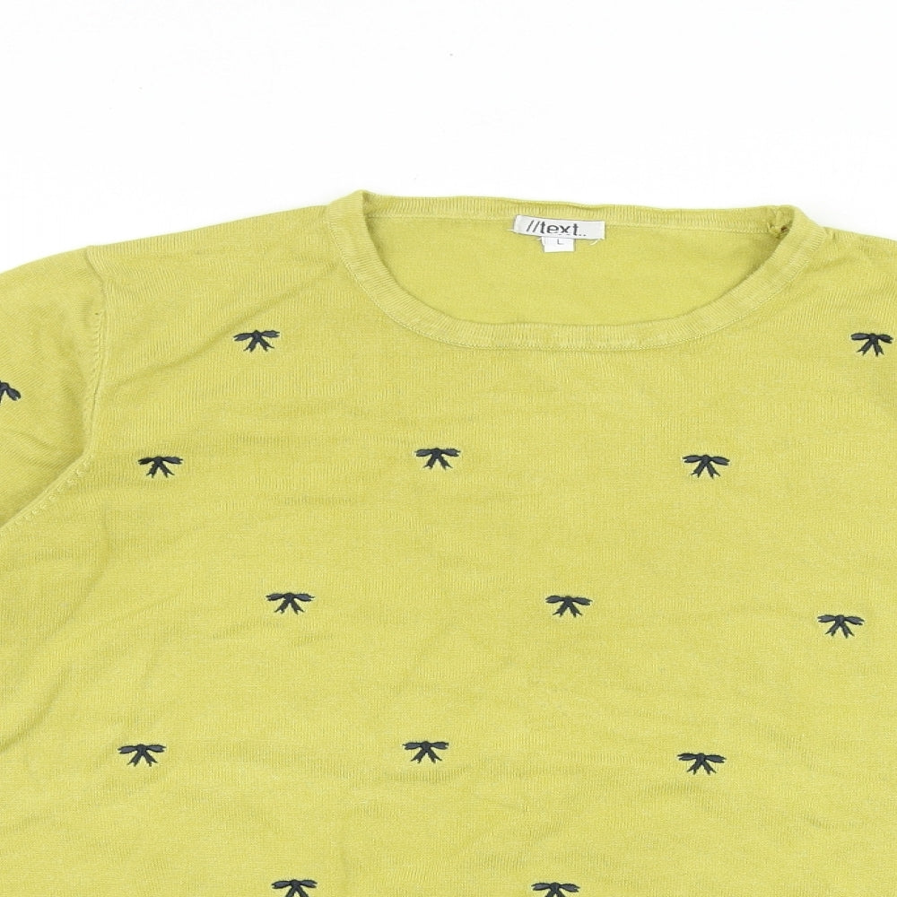 Womens UK Size L Text Green Pullover Jumper