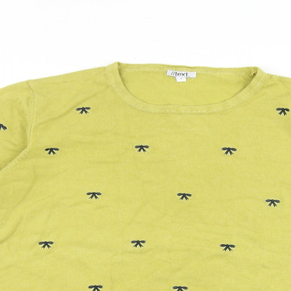 Womens UK Size L Text Green Pullover Jumper