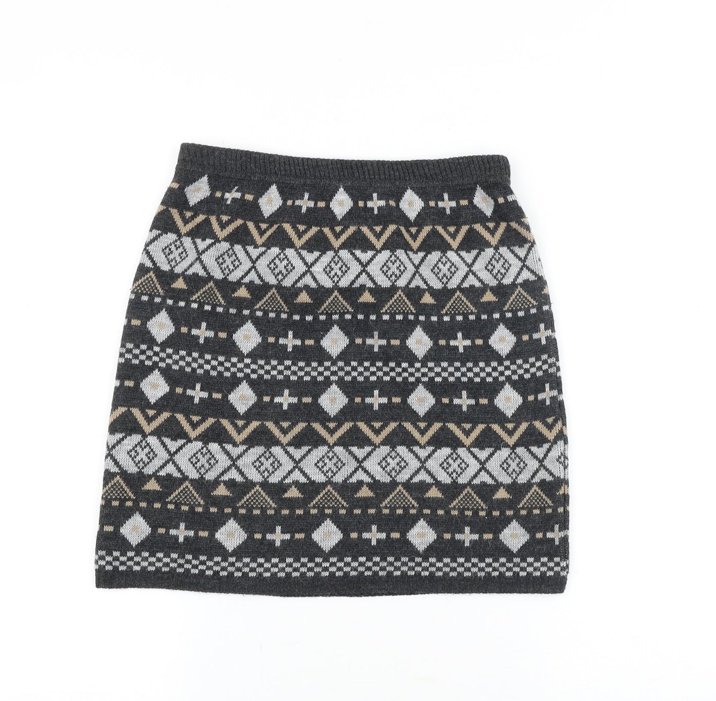 F&F Womens Grey Geometric Acrylic A-Line Skirt Size 8