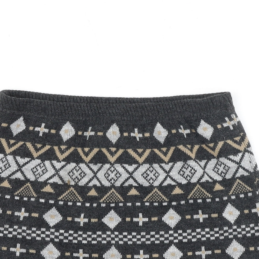 F&F Womens Grey Geometric Acrylic A-Line Skirt Size 8