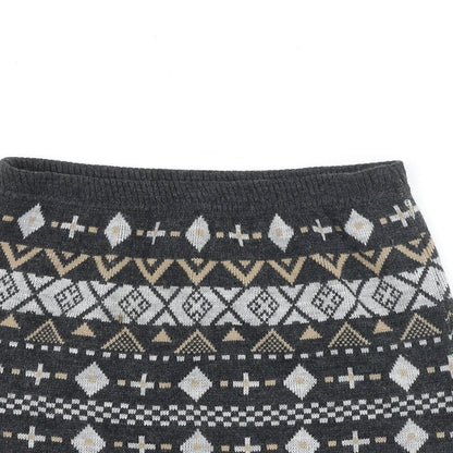 F&F Womens Grey Geometric Acrylic A-Line Skirt Size 8