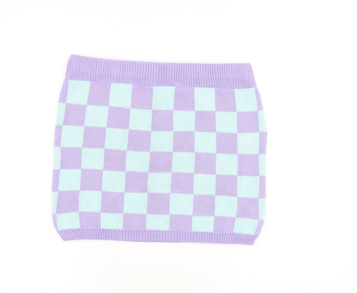 COLLUSION Womens Purple Check Acrylic Bandage Skirt Size 34 in