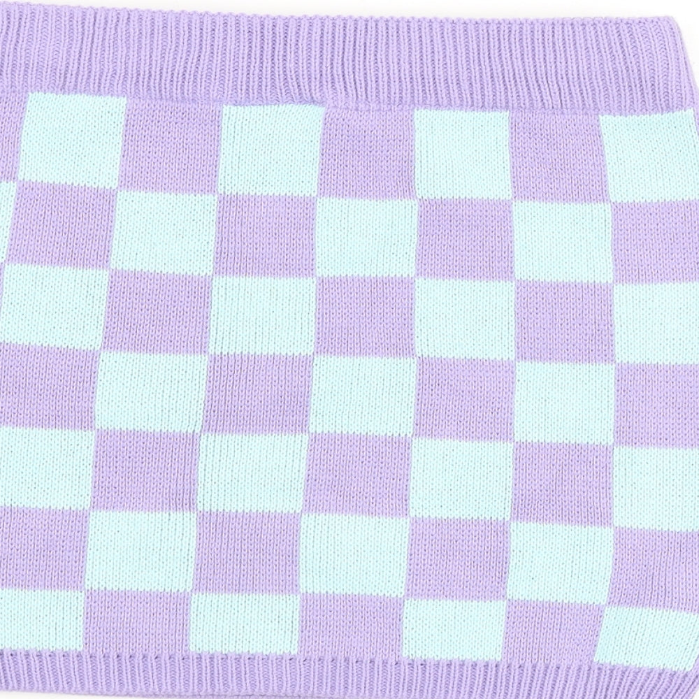 COLLUSION Womens Purple Check Acrylic Bandage Skirt Size 34 in