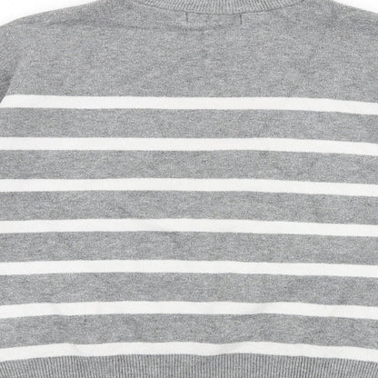 Primark Womens Grey High Neck Striped Viscose Pullover Jumper Size S