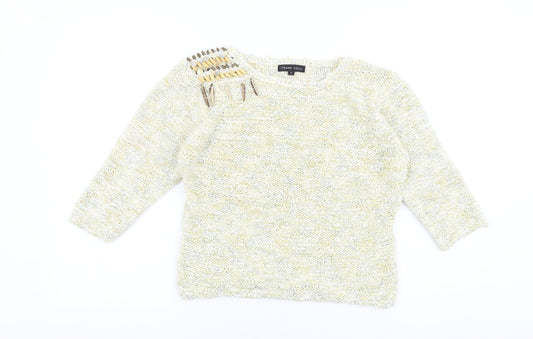 Frank Saul Womens Green Round Neck Cotton Pullover Jumper Size S