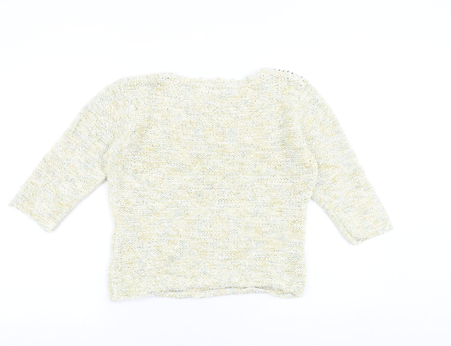 Frank Saul Womens Green Round Neck Cotton Pullover Jumper Size S