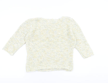 Frank Saul Womens Green Round Neck Cotton Pullover Jumper Size S