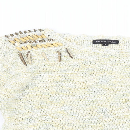 Frank Saul Womens Green Round Neck Cotton Pullover Jumper Size S