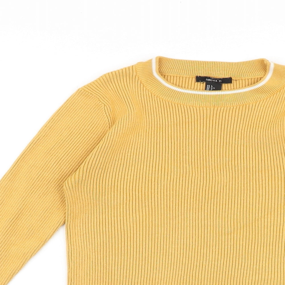 Womens UK Size L FOREVER 21 Yellow Pullover Jumper