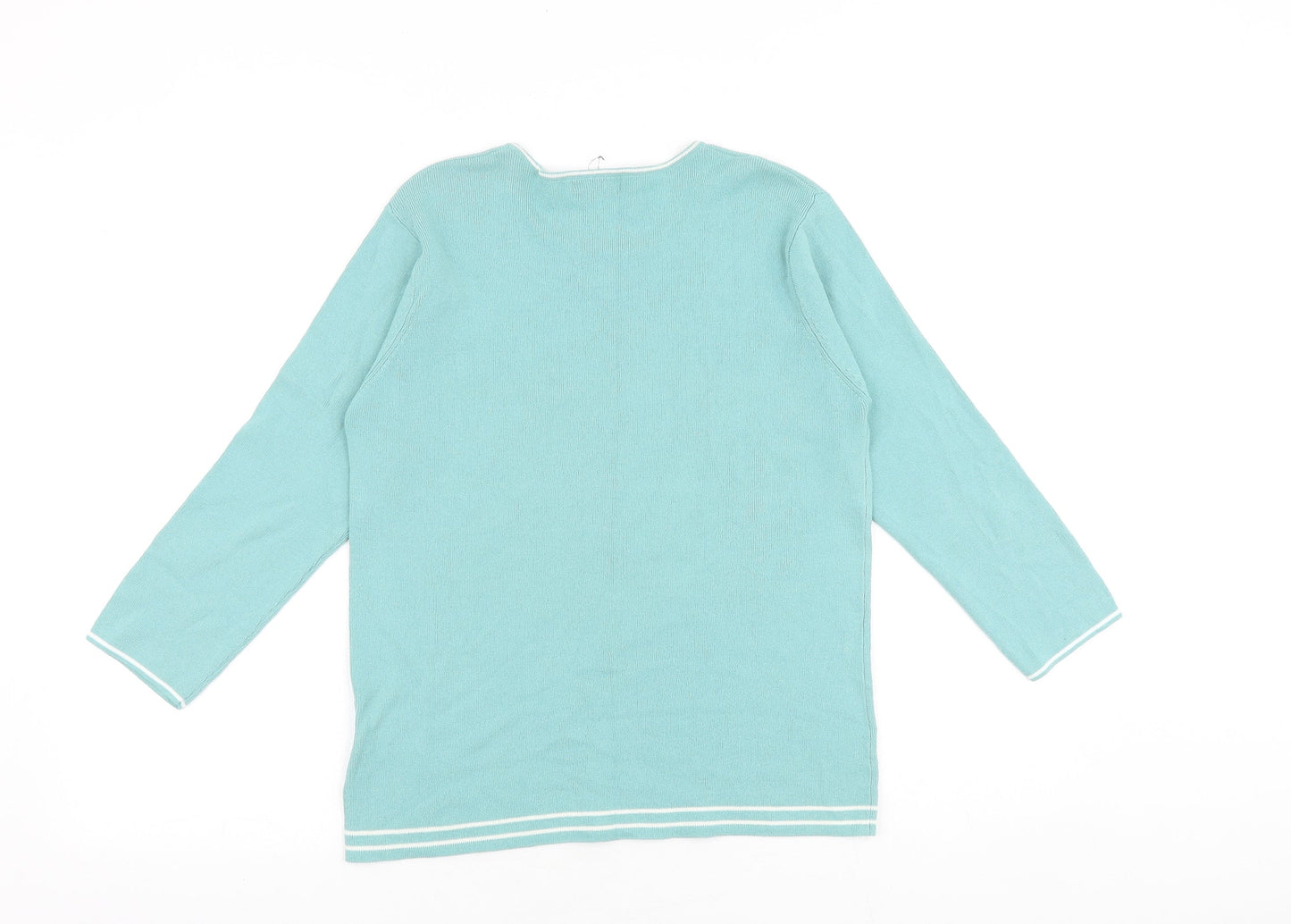Eternal Womens Green Round Neck Floral Viscose Pullover Jumper Size 10 Pullover