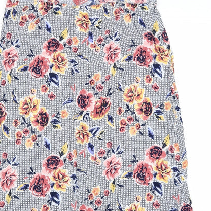 TU Womens Grey Floral Viscose Tank Dress Size 12 V-Neck Pullover