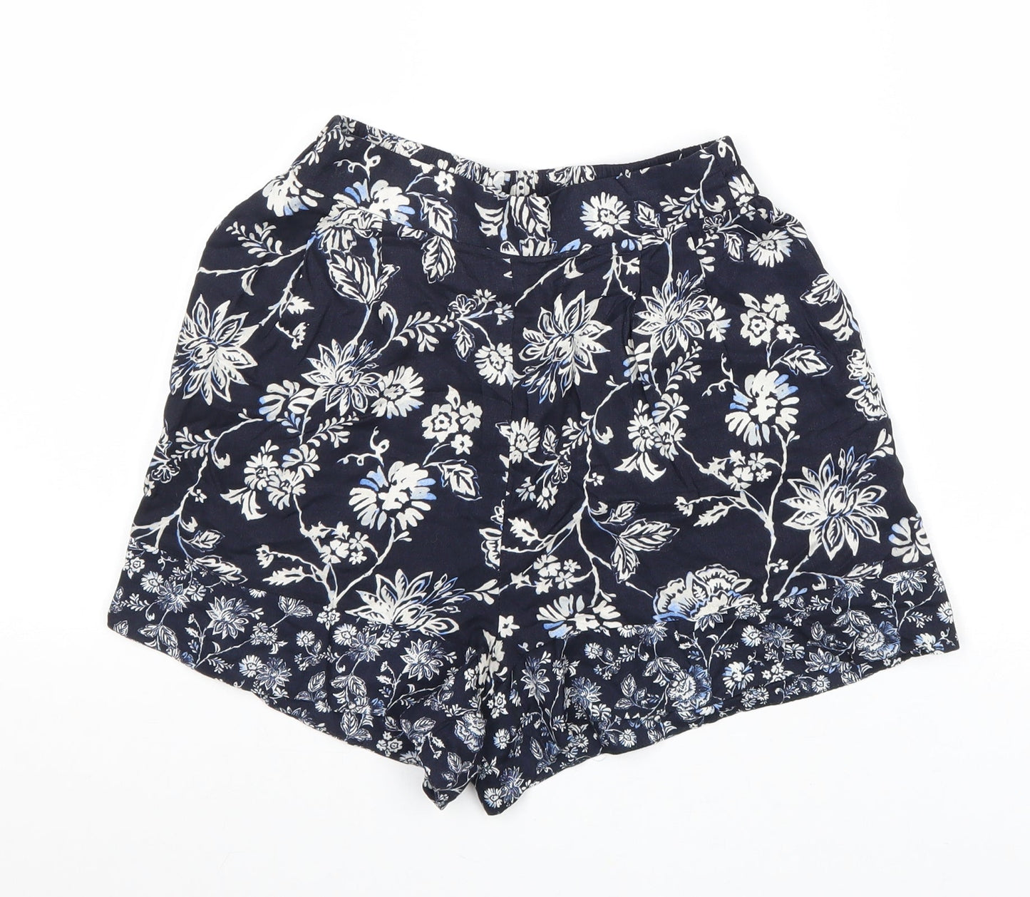 H&M Womens Blue Floral Viscose Bermuda Shorts Size 4 L15 in Regular Pull On