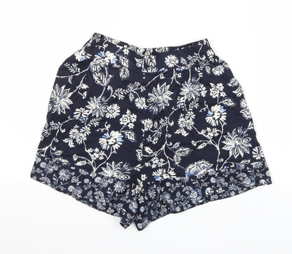 H&M Womens Blue Floral Viscose Bermuda Shorts Size 4 L15 in Regular Pull On