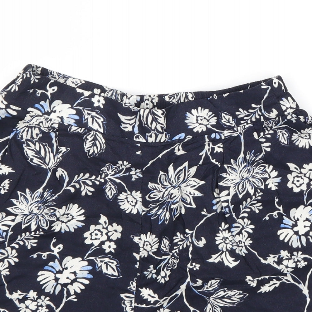 H&M Womens Blue Floral Viscose Bermuda Shorts Size 4 L15 in Regular Pull On