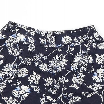 H&M Womens Blue Floral Viscose Bermuda Shorts Size 4 L15 in Regular Pull On