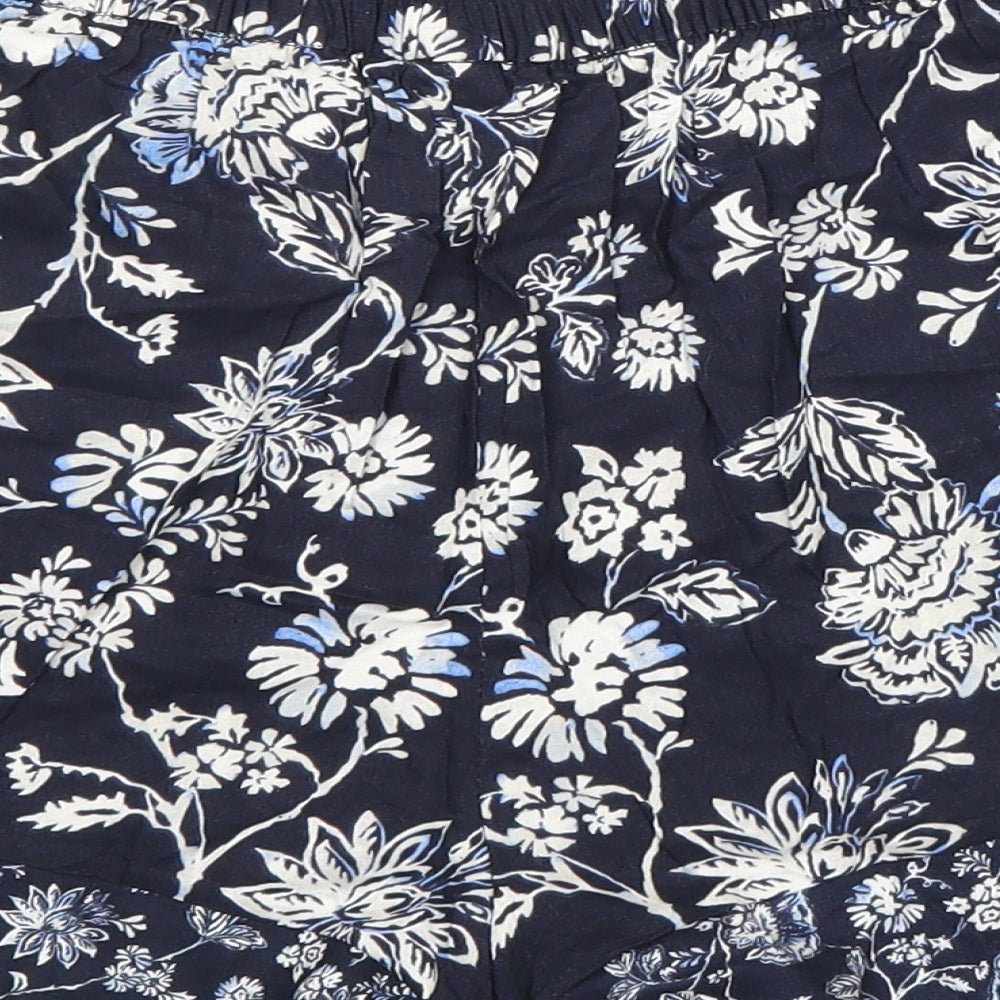 H&M Womens Blue Floral Viscose Bermuda Shorts Size 4 L15 in Regular Pull On