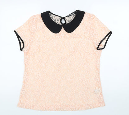 Womens UK Size L Allegra K Pink Basic Blouse
