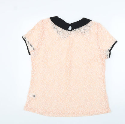 Womens UK Size L Allegra K Pink Basic Blouse