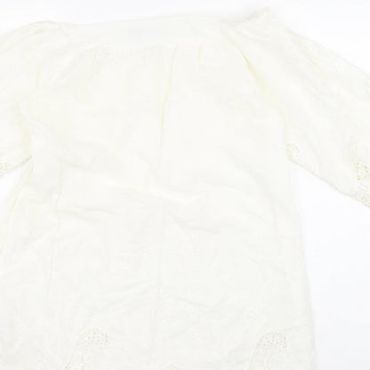 Boohoo Womens White 100% Cotton Shift Size 10 Off the Shoulder Pullover