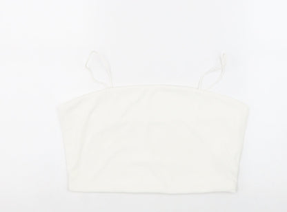 SheIn Womens White Polyester Cropped Tank Size L Square Neck