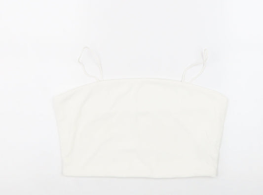 SheIn Womens White Polyester Cropped Tank Size L Square Neck